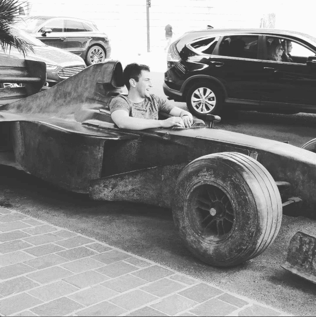 James Bush in racing car